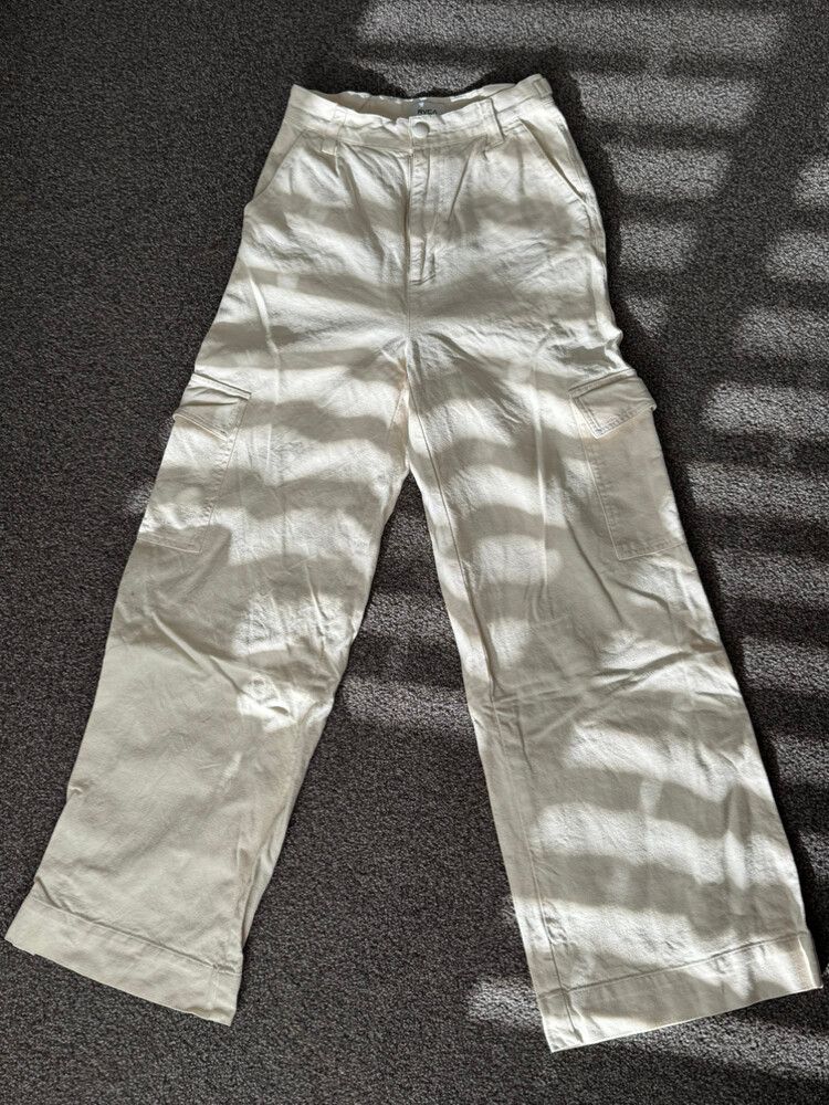 Rvca Beige Wide Leg Linen Pants