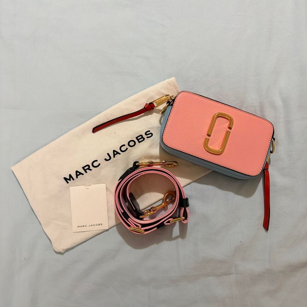 Marc Jacobs 📸 The Snapshot Bag Blue & Pink Multi – good used cond M0015373-955