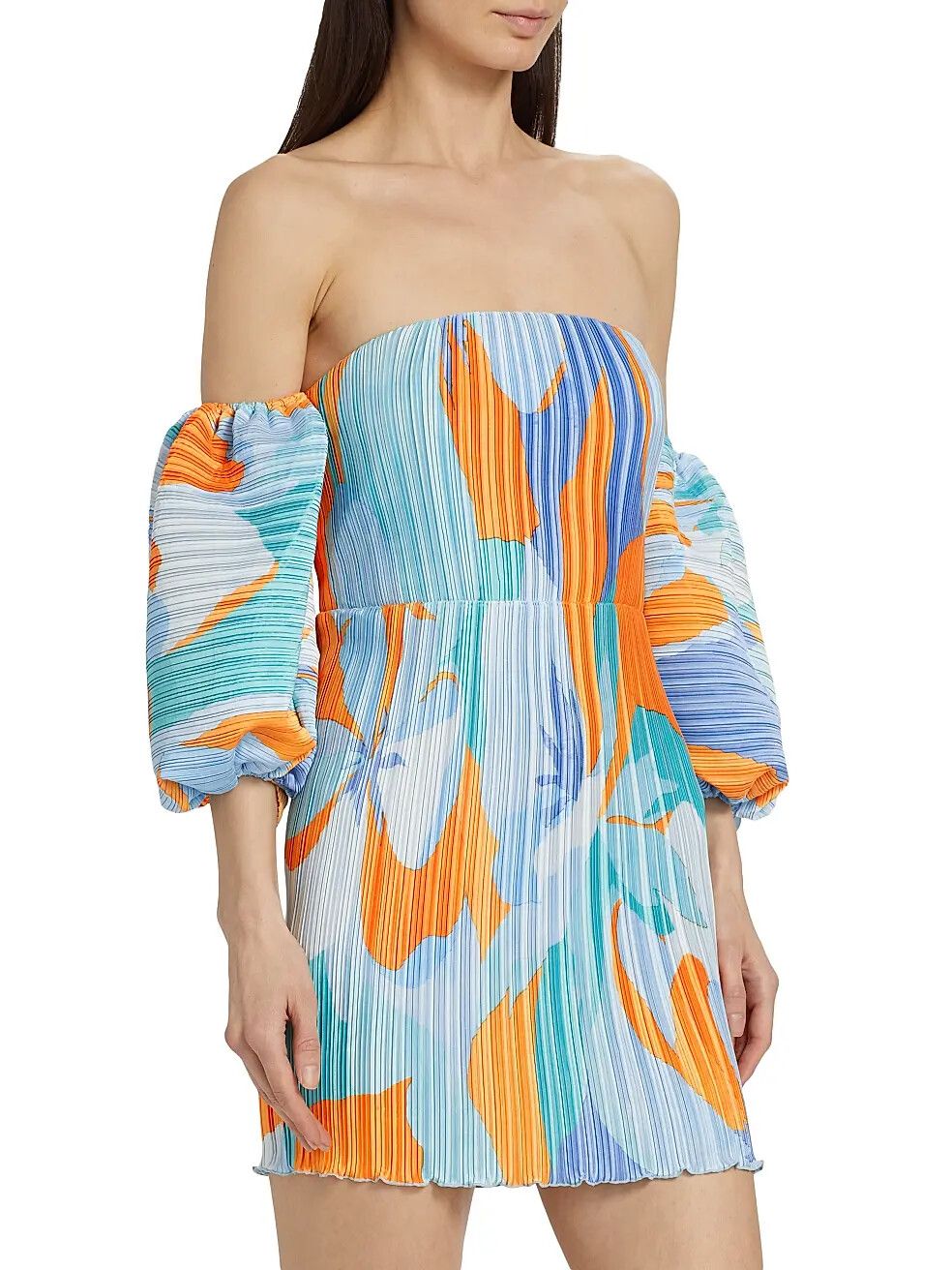 ✨ Sirene Mini Dress AU 8 – Off Shoulder Puff Sleeve Plissé Cocktail ✨ RRP $779