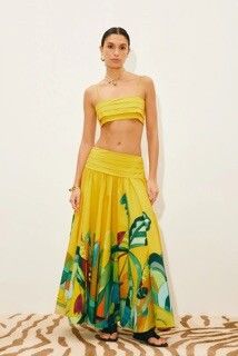 ALEMAIS Mokshini Skirt & Top Set Size 8 Organic Cotton Artist Collab Luxury NWT