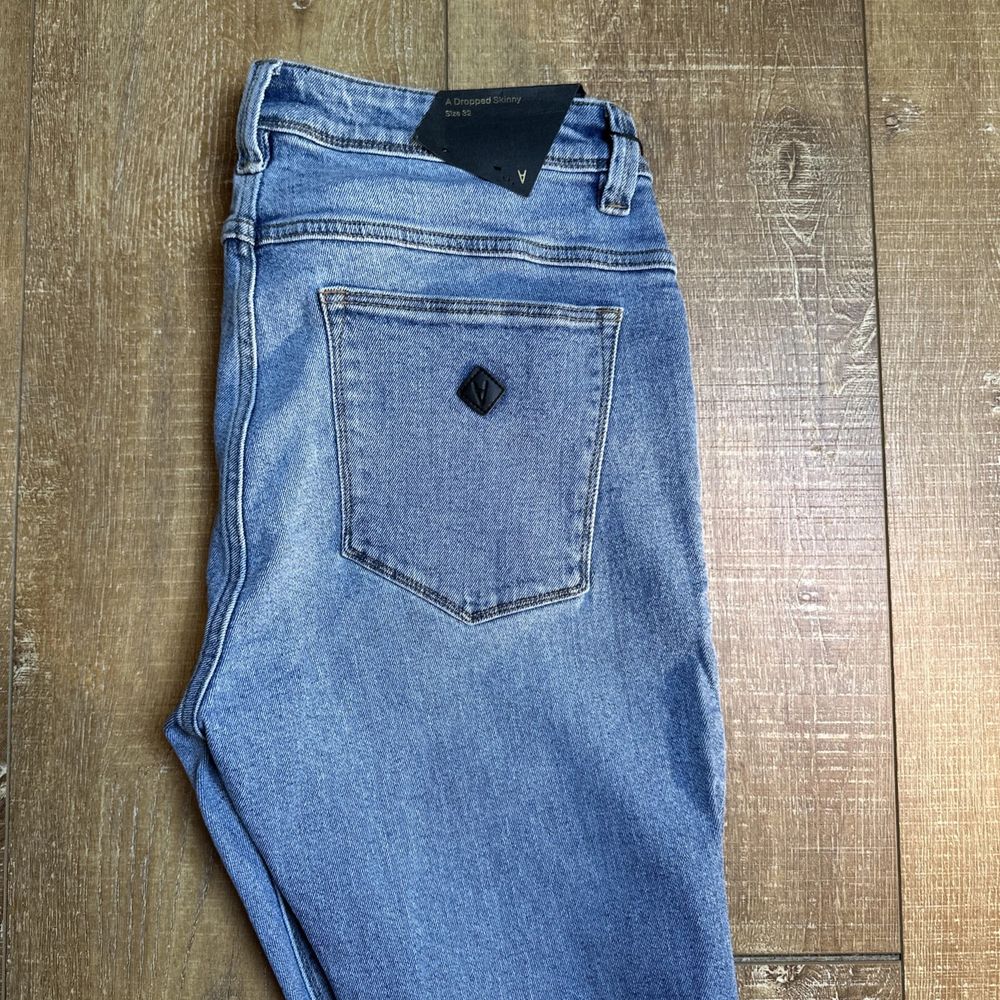 Abrand A Dropped Skinny Jean Mens Size 32 Mid Vintage Blue Rip Jeans BNWT