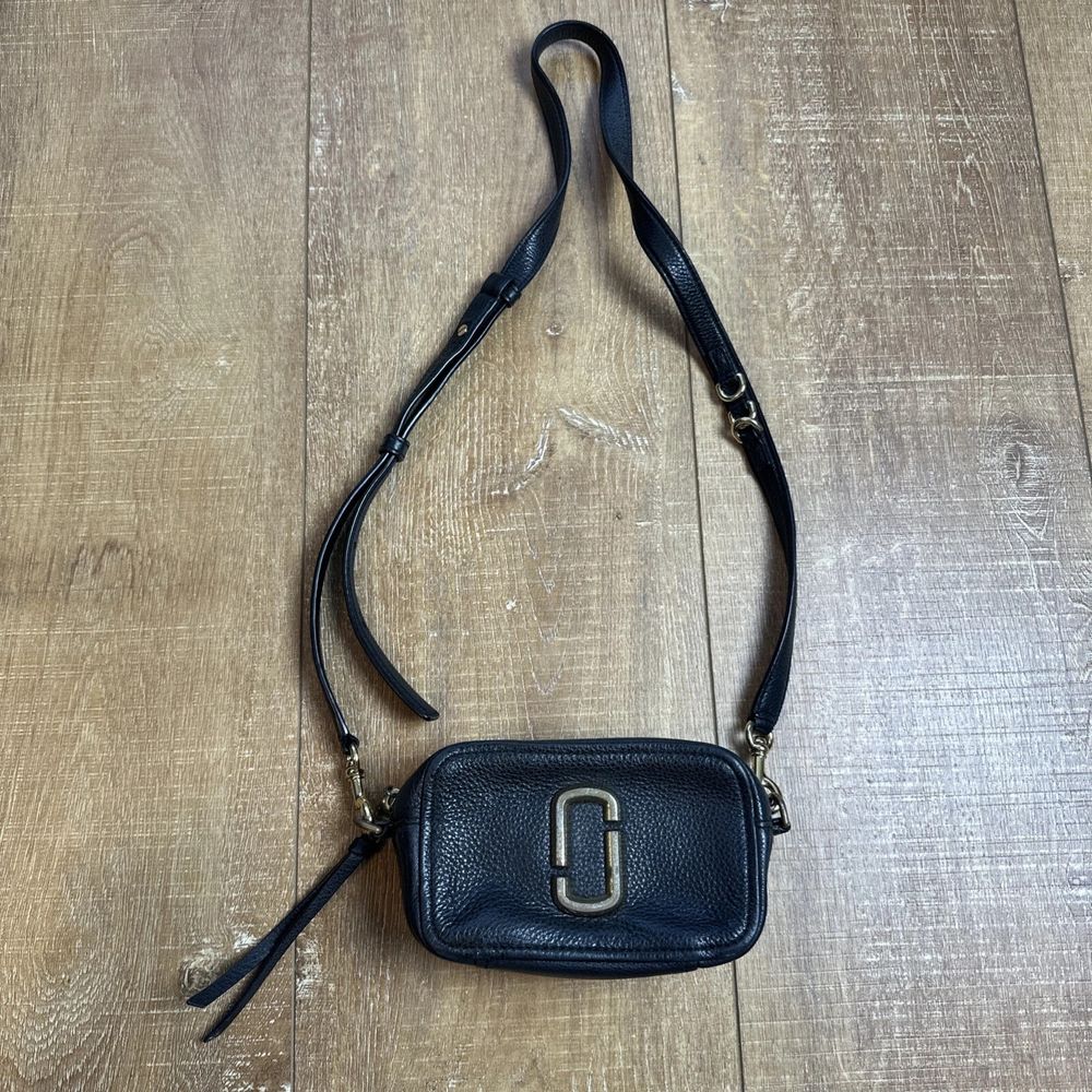 Marc Jacobs Snapshot Black Soft Shot Saffiano Leather Crossbody Bag