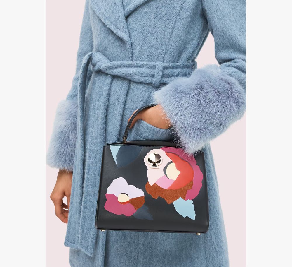 Kate Spade Romy Intarsia Small Italian Leather Flower Satchel Dust Bag $398 USD