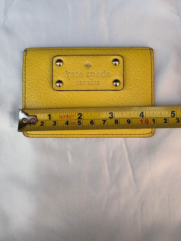 Authentic Kate Spade Yellow Leather Card Holder Wallet Card Case Slim Purse
