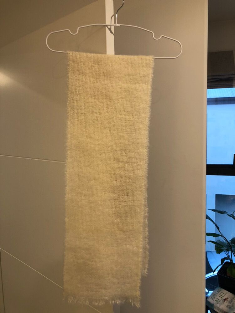 Cream/white Mohair And Wool Scarf