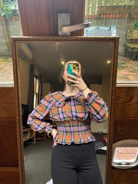 Mirrou Plaid Long Sleeve Top