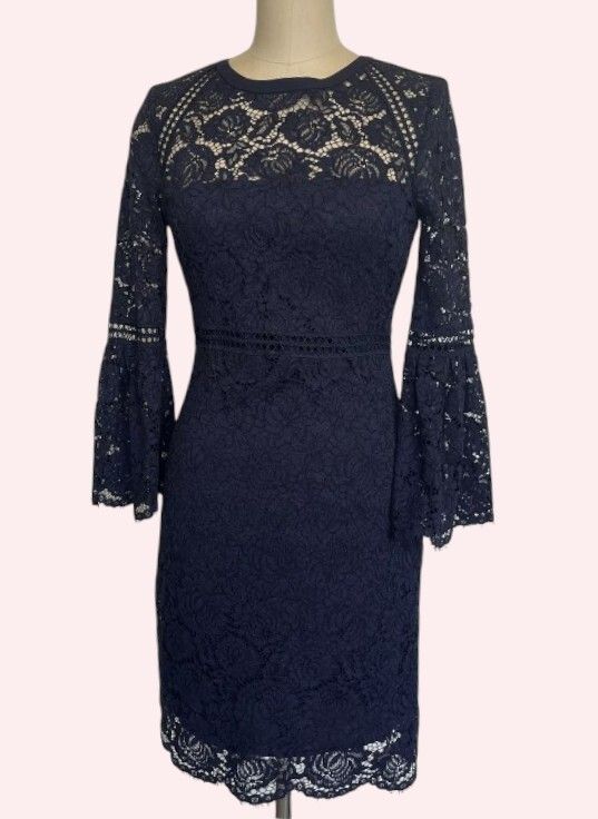 Dark Blue Lace Mini Dress