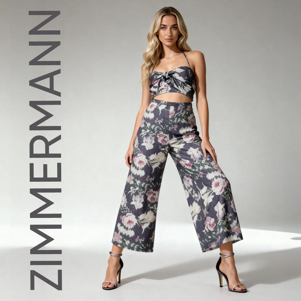 Zimmermann Charcoal Grey Iris Knotted jumpsuit size 0 AU 8