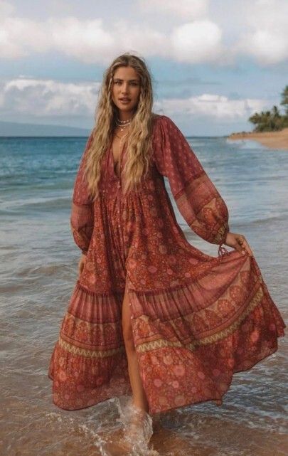 UTOPIA Boho Maxi Gown in Berry