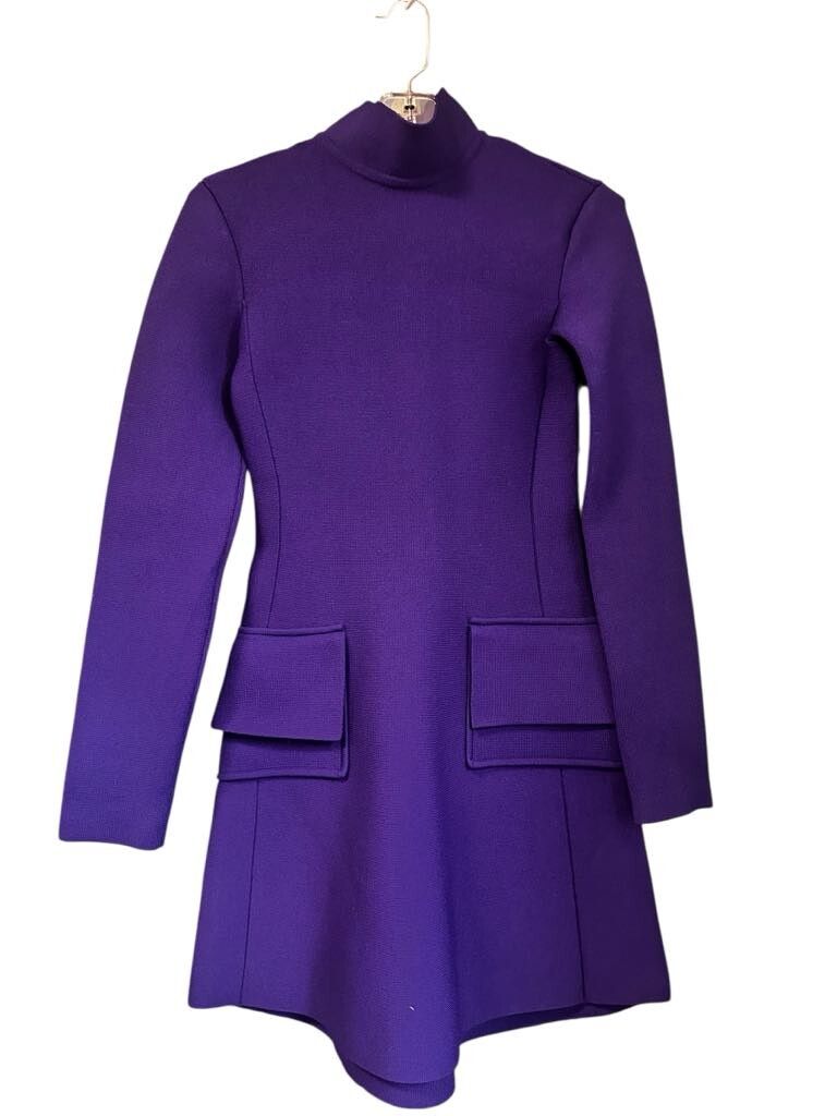 Scanlan Theodore Purple High Neck Long Sleeved Mini Dress XS