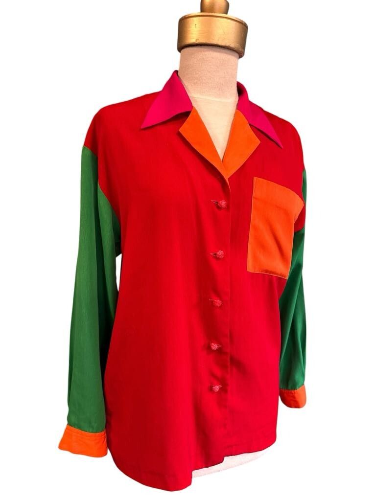Vintage Lisa Ho Colour Block 80s Oversized Shirt