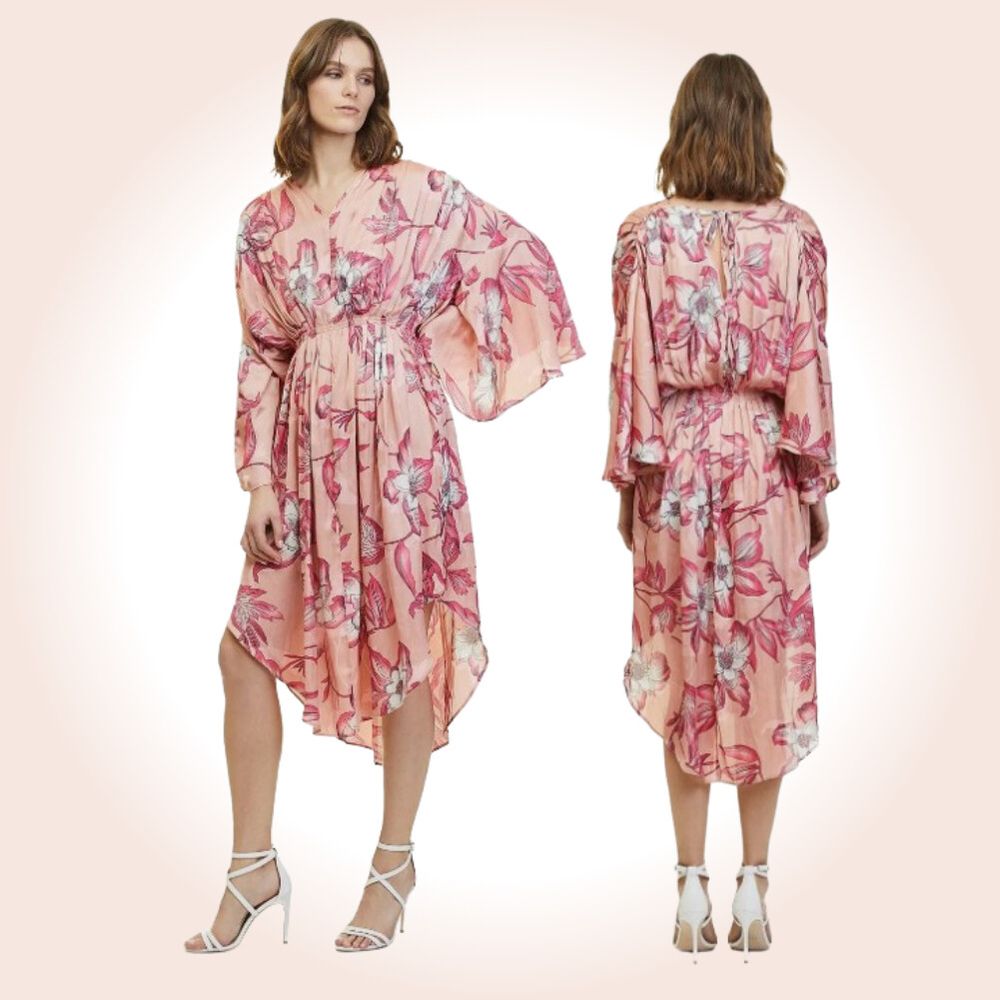 COUNTRY ROAD Pink Floral Summer Midi Dress 10 - 14