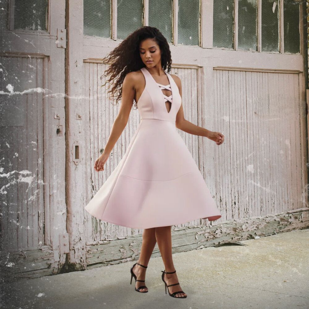 BNWT BRONX & BANCO Nikita Midi Dress AU 14 US 10 Blush Pink RRP $375