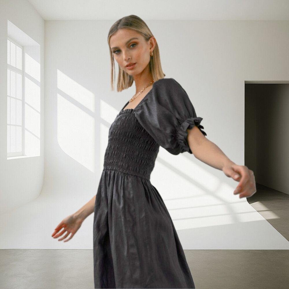 sleeper atlanta linen dress in roses Atlanta Rose-Appliqué Off-the-Shoulder Dress – Sleeper