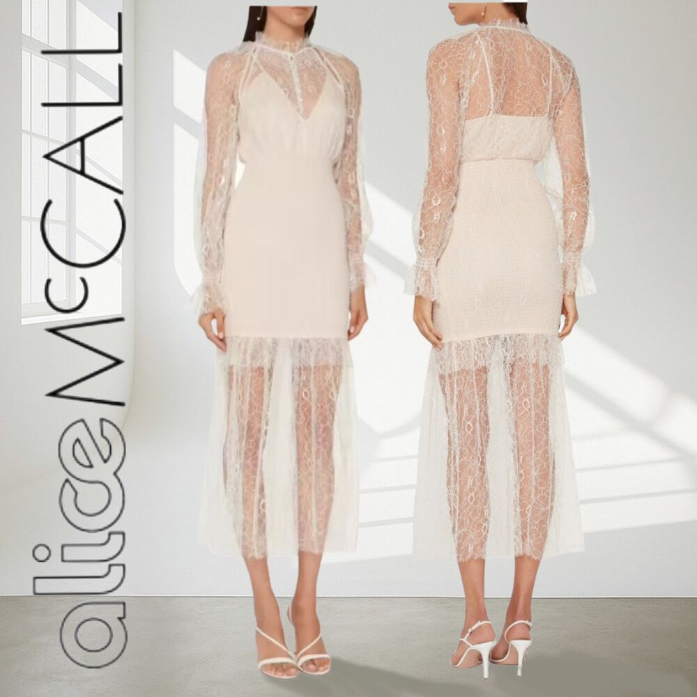NWT Alice McCall Amora Lace Midi Gown AU 10 Romantic Blush Pink  RRP $550