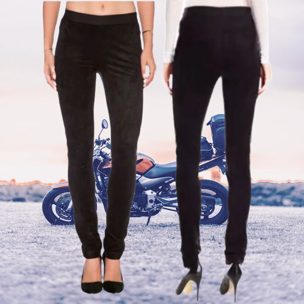 BCBGMAXAZRIA Black COOPER Faux Suede Moto Pull On Stretch Pants Size XS