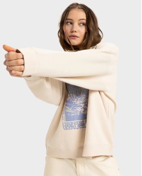ROXY Womens Lineup Crew Neck Sweatshirt  Med Oversized