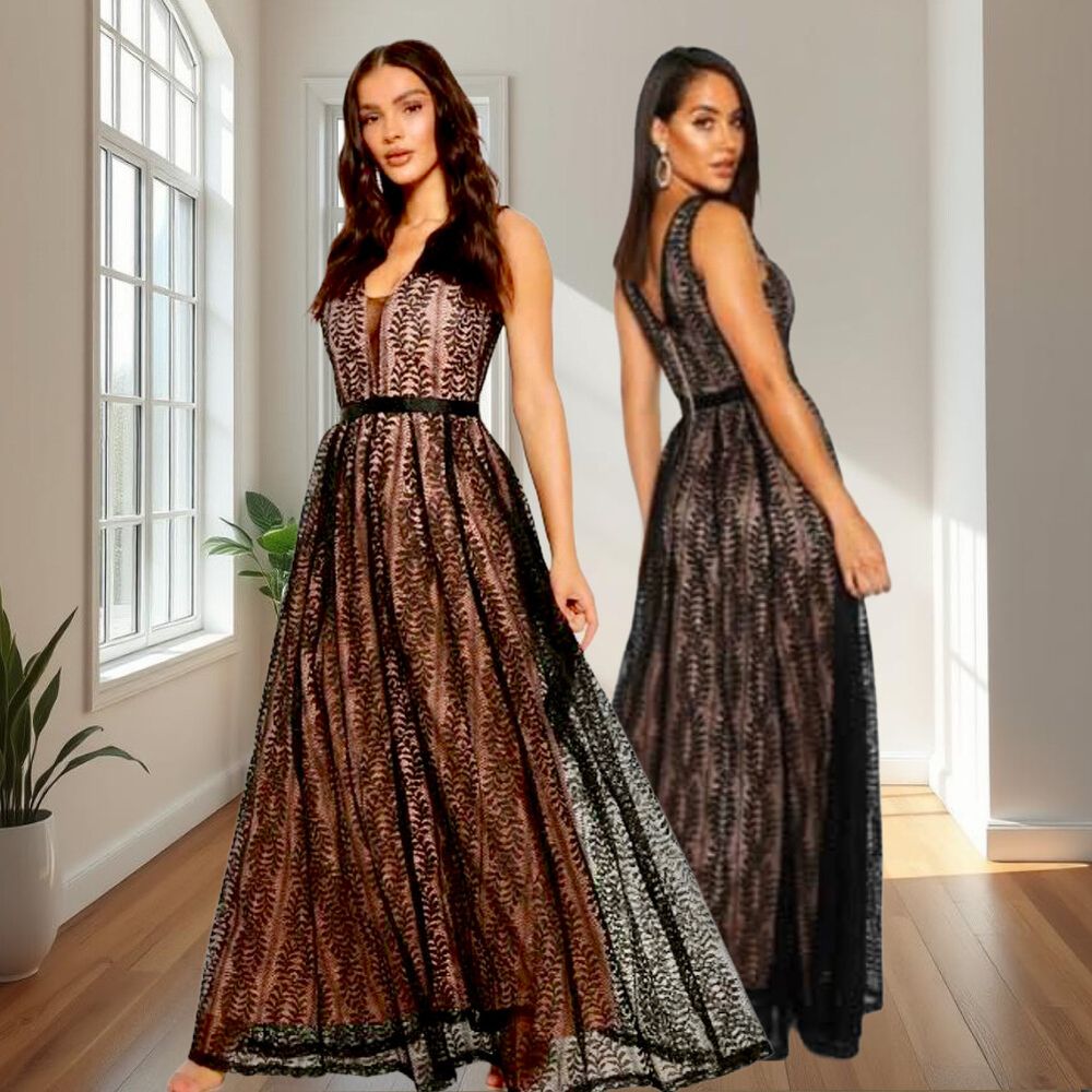 Lucy Wang - Lucy Wang All Lace Plunge Neck Maxi Dress L NWT on Designer  Wardrobe