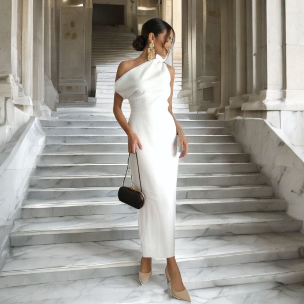 NWT DISSH Cass White Linen Asym Midi Dress AU 10