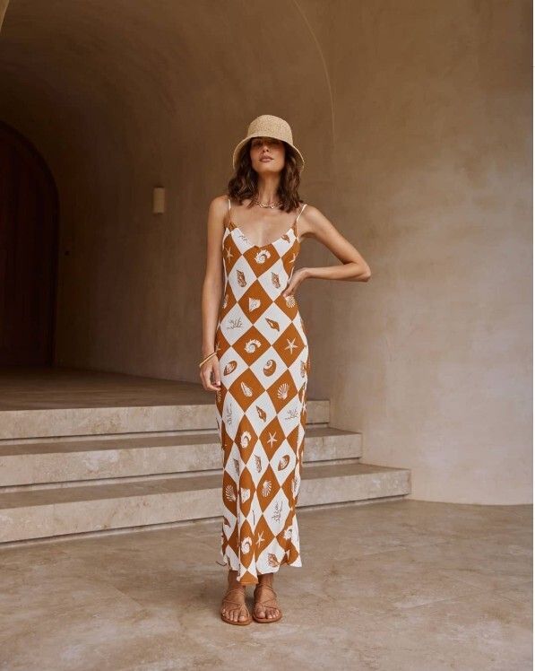 DISSH Mele Tangerine Shell Bias Slip Dress AU 12