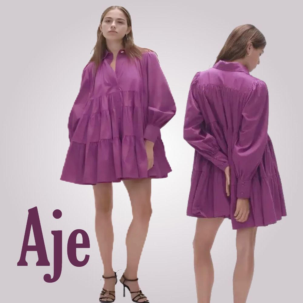 AJE Vie Smock Dress in size 16 Magenta