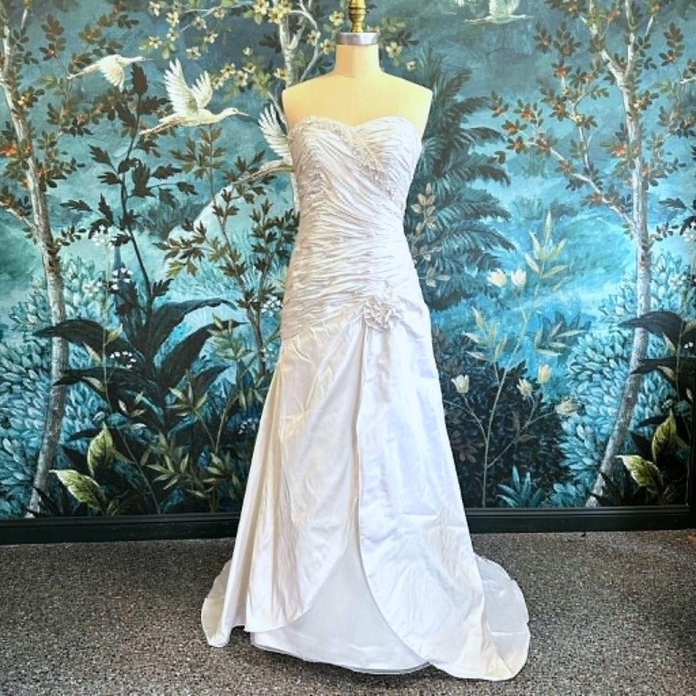 RAPSIMO Couture Silk Douppion Wedding Dress - Button Back sz 12