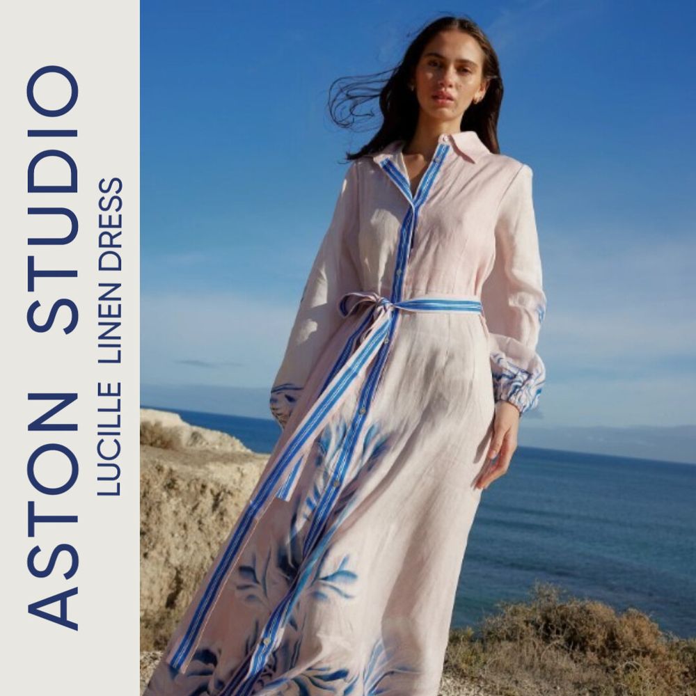 Aston Studio Lucille Shirt dress in Seashell & Iceberg  size 8