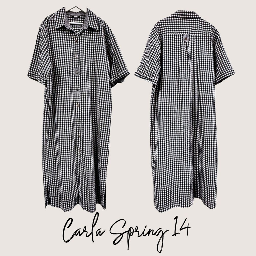 Vintage Carla Spring Black & White Check Dress size 14