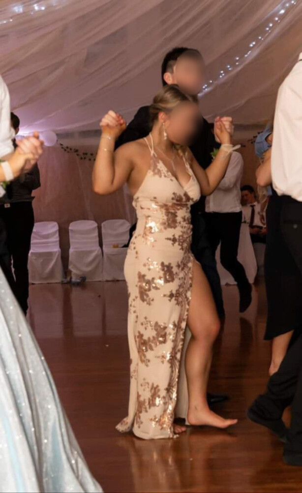 Showpo - Rose Gold/Tan Ball Dress on Designer Wardrobe
