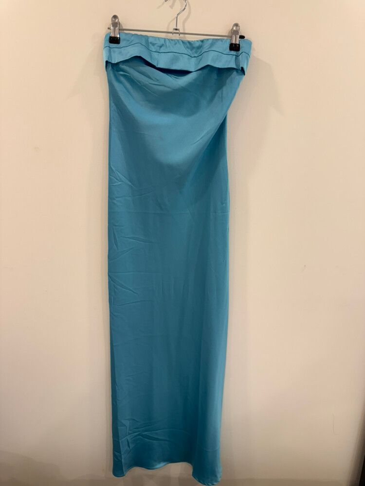Billy J Strapless Satin Maxi Dress