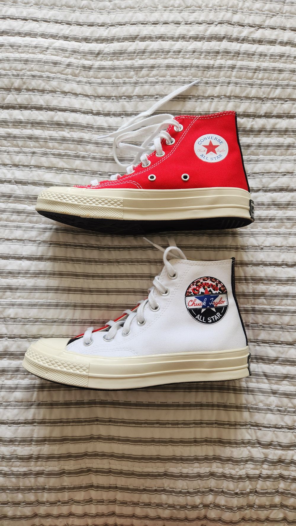 Red, White & Black High Top Converse