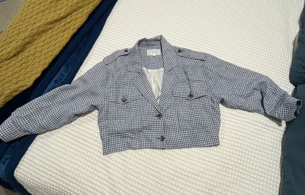 max navy gingham jacket