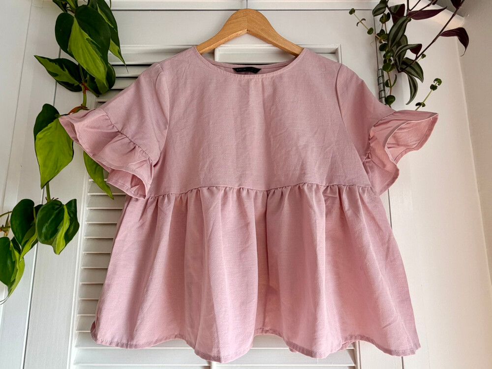SHEIN Pink Ruffle Sleeve Top