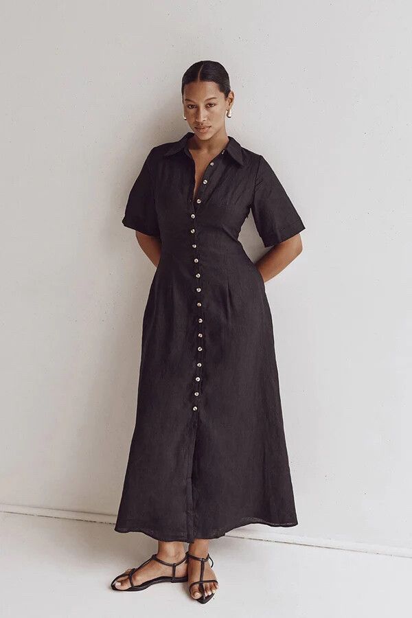dissh linen shirt dress Butter yellow shirt dress from @dissh  __ #summeroutfit #shirtdress  #loropiana #outfitideasforyou