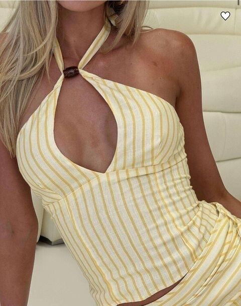 Princess Polly Yellow Striped Halter Top