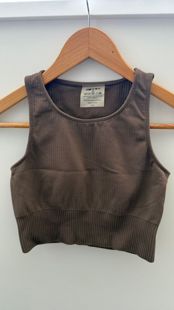 Aim'n Brown Ribbed Top