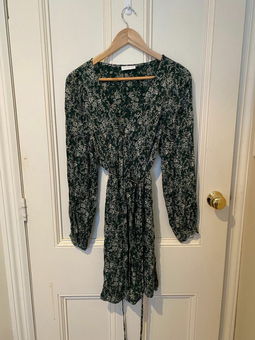Kookai - Green floral wrap dress on Designer Wardrobe