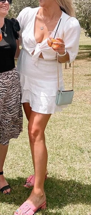 Calli White Mini Dress With Tie Front