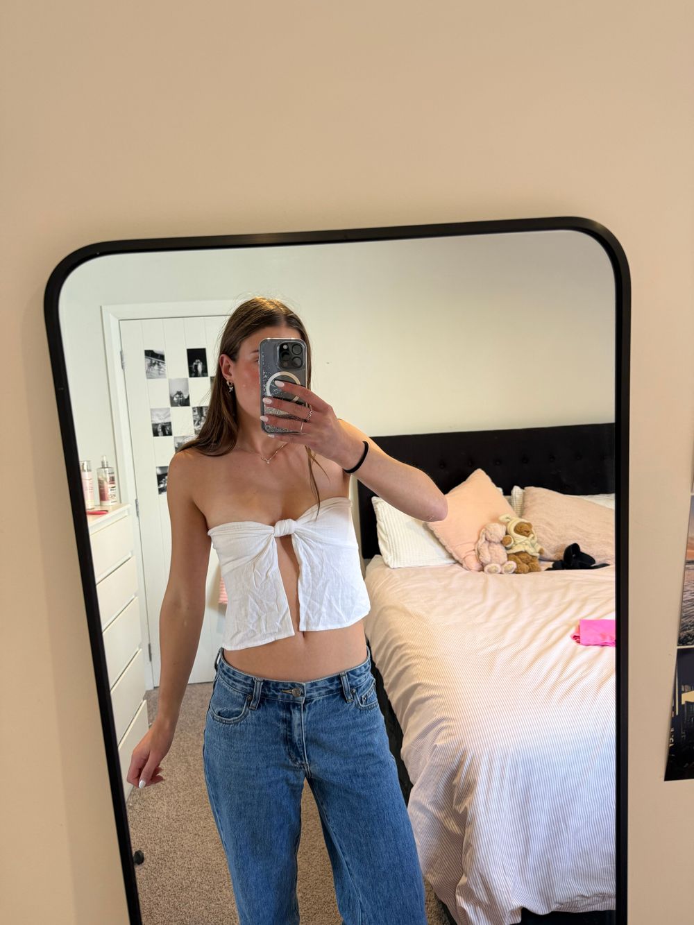 White Strapless twist top