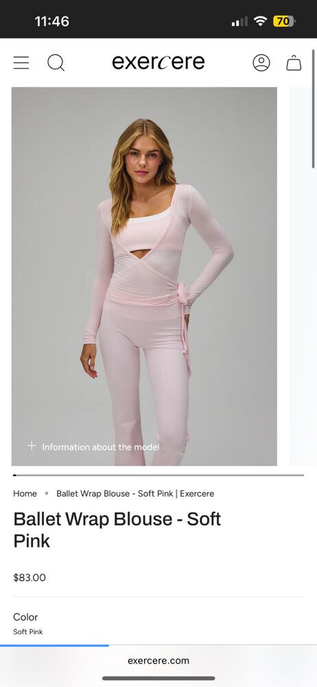 Exercere Pink Ballet Wrap Blouse