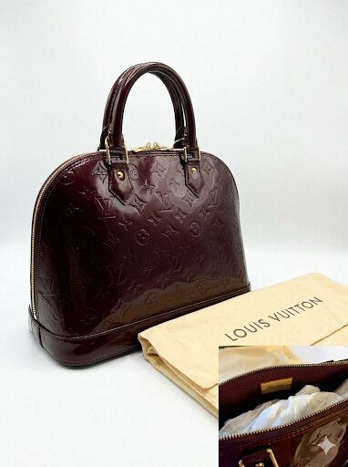✨ Louis Vuitton Alma PM Vernis – Deep Burgundy ✨