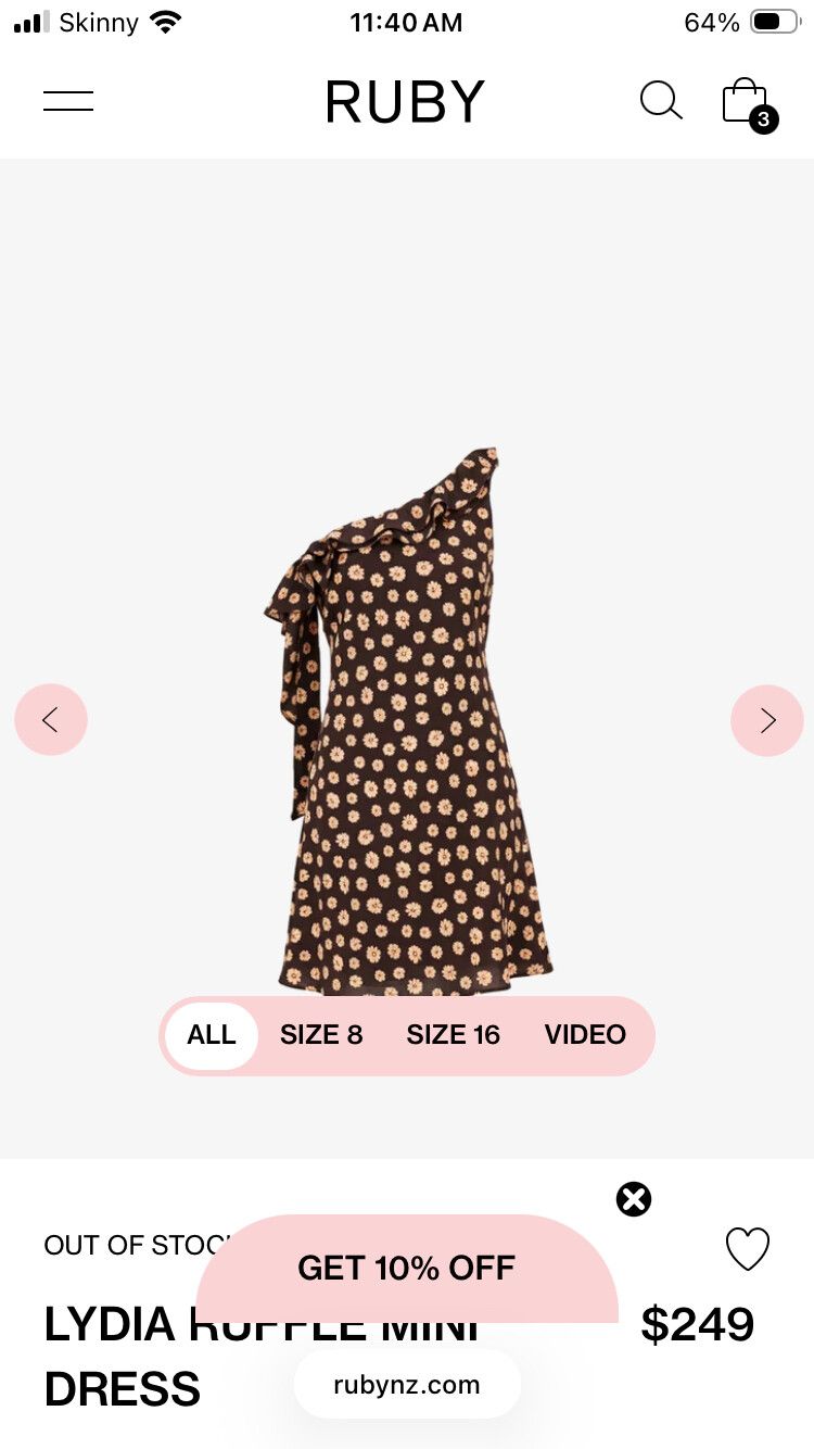 RUBY Lydia Ruffle Mini Dress Brown Floral Mini Dress