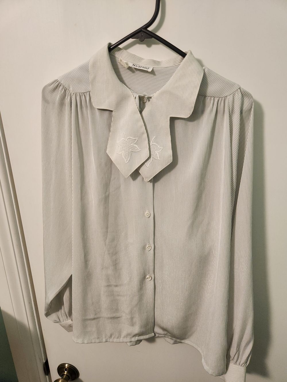 Summit White Striped Shirt pussy bow style