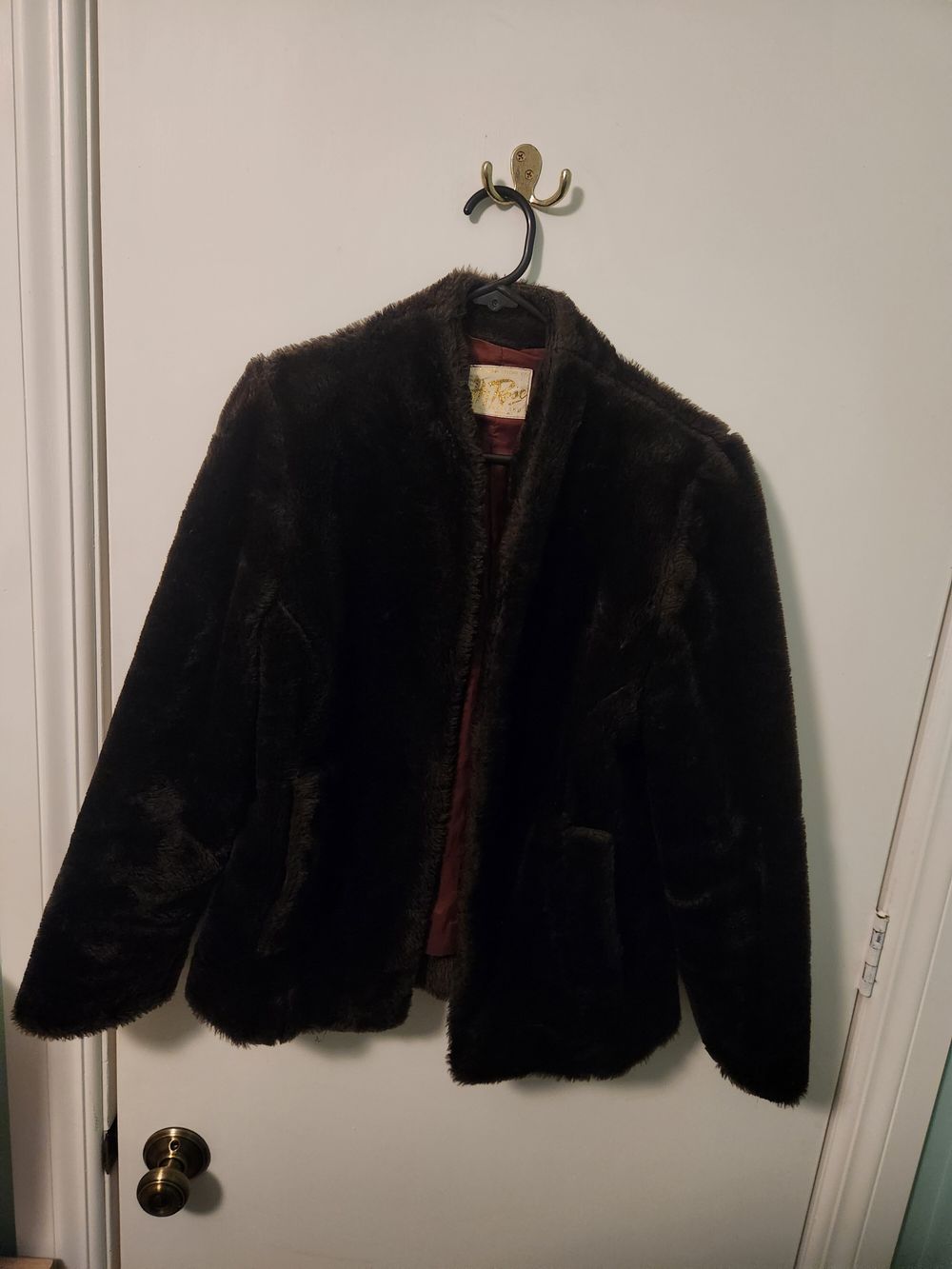 Hi Rose Vingate Brown Faux Fur Coat