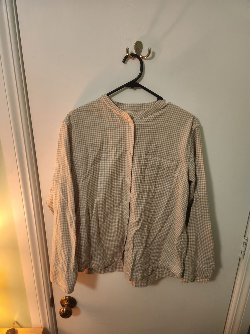 Beige and White Gingham Shirt