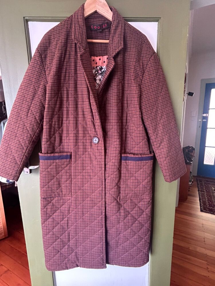 Cooper quilted brown and navy Coat - size 12-14