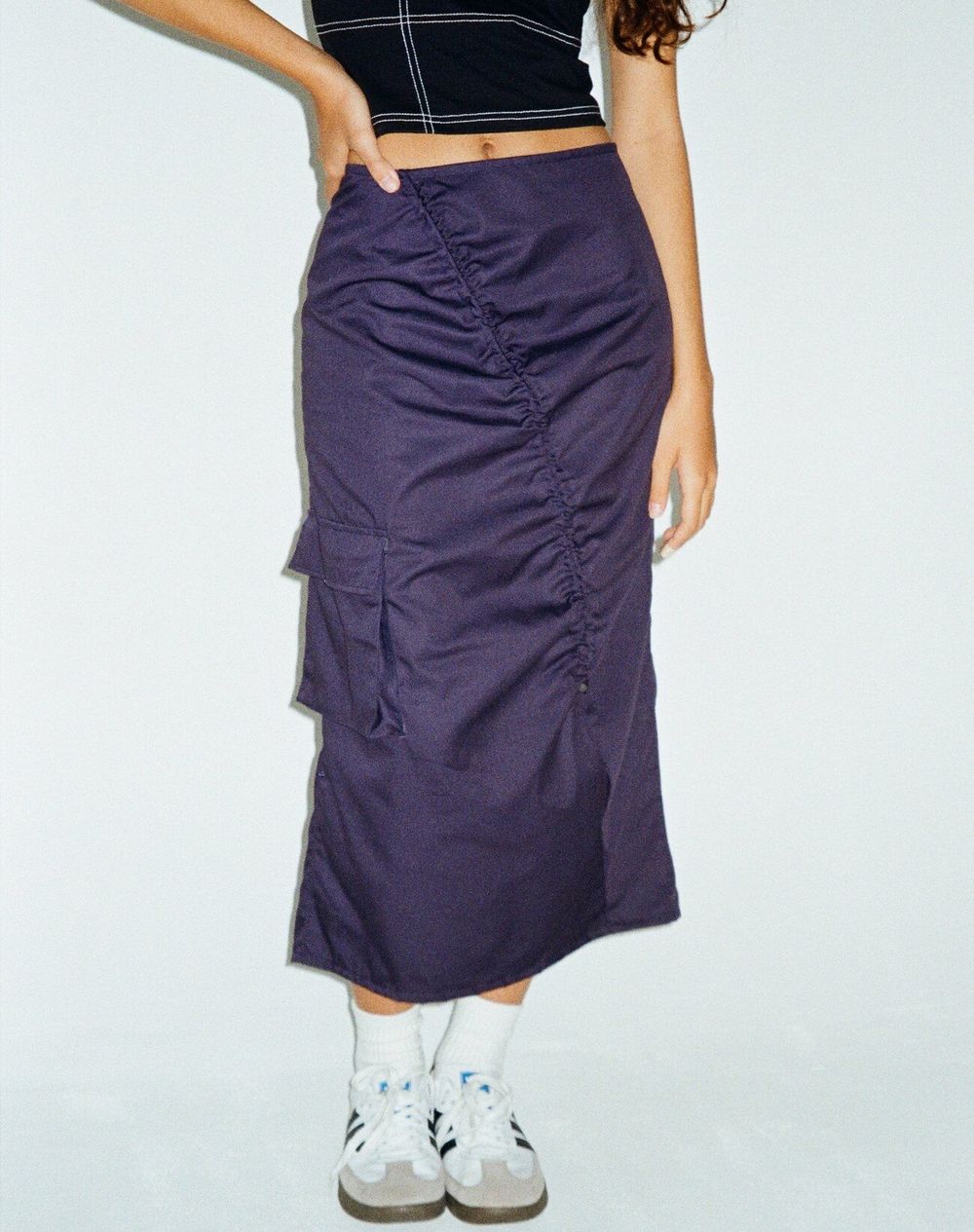 Navy Midi Skirt w/ drawstrings