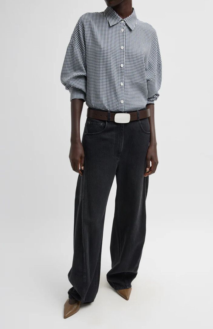Viscose Gingham Oversized Shirt - Medium