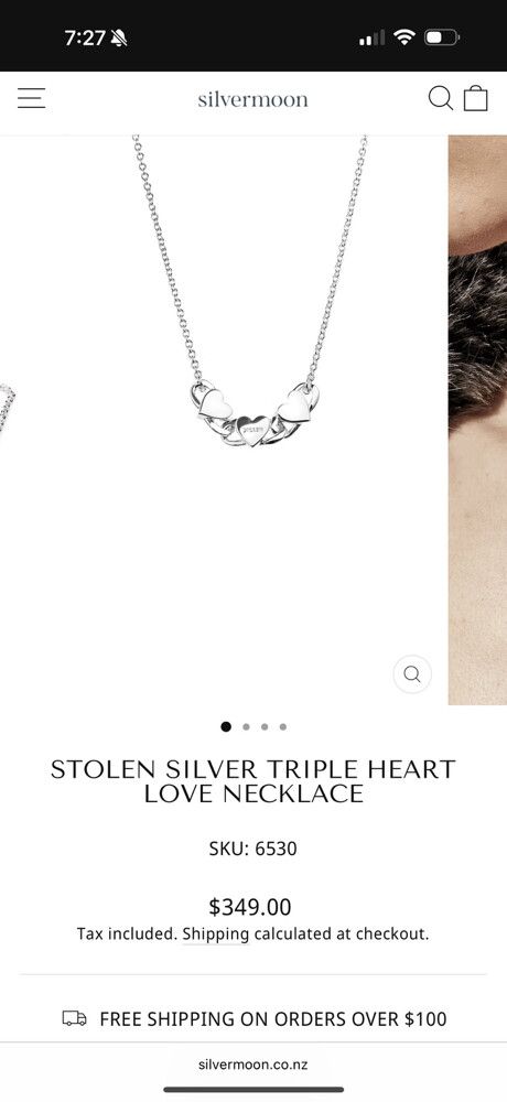 Stolen Silver Triple Heart Necklace