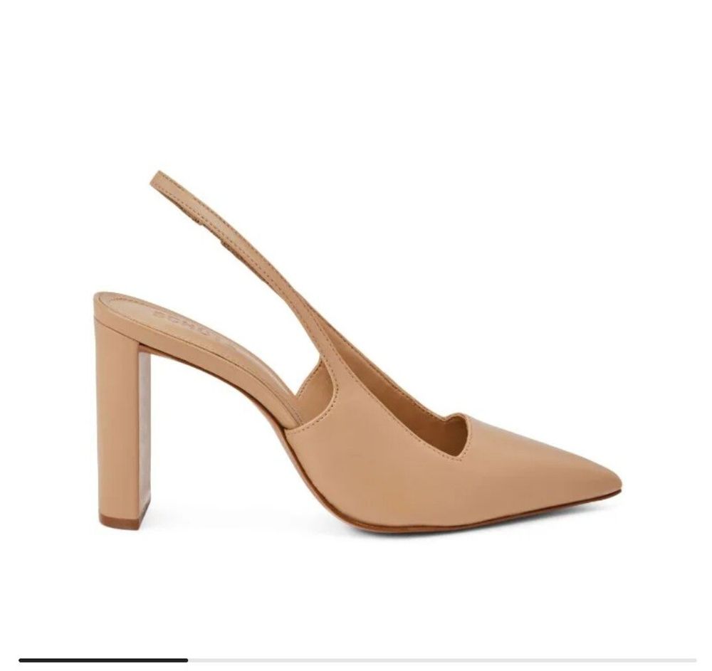 Pointed toe slingback leather pumps